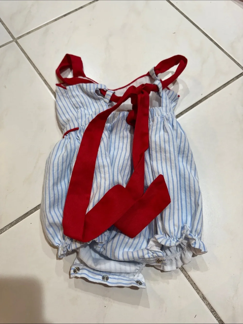 Red Bow Seersucker Baby One-Piece 4th of July